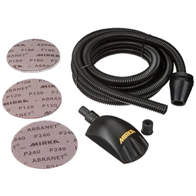 Abbildung von Mirka Roundy Handschleifer Starter Kit, Hand Wandschleifer mit Klett, inkl. 15 x Abranet® Netz Schleifscheiben (Ø 150 mm) und Absaugschlauch, Schleifblock für den Trockenbau