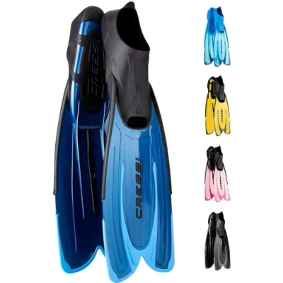 Abbildung von CRESSI Agua Fins Blue_Long, 45/46 Self Adjusting Flossen für Tauchen, Apnoe, Schnorcheln und Schwimmen, Blau_Lange,