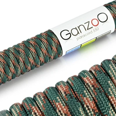 Abbildung von Ganzoo Paracord 550 Seil, Nylon Polyester, 4mm, Typ 3, 30 Meter, 7 Kernstränge, Outdoor Schnur, Allzweck Hundehalsband, Hundeleine, Armband knüpfen, Camping, Survival Camouflage