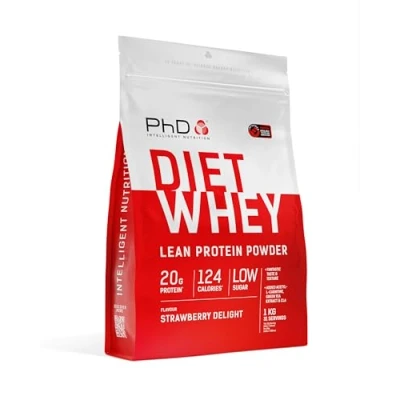 Abbildung von PhD Nutrition Diet Whey Protein Pulver 1kg Erdbeere, Kalorienarmes High Eiweißpulver zur Diät Unterstützung mit 16g Eiweiß pro Portion