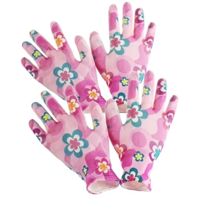 Abbildung von com four® 2er Set Premium Handschuhe Garten und Arbeit in Größe 8 (M), Schutz für Damen, Arbeitshandschuhe mit Gummibeschichtung, Gartenhandschuhe auch Herren (02 Paar lila S)