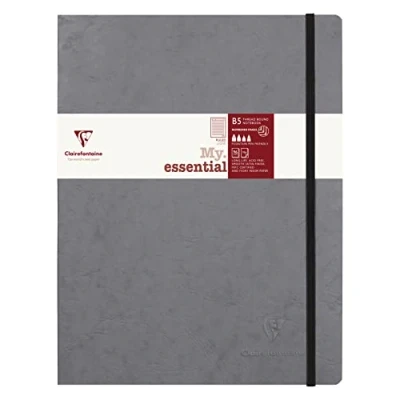 Abbildung von Clairefontaine 794465C Notizbuch My.Essential Age Bag, Format B5 (19x25 cm), mit Fadenbindung, 96 Blatt nummeriert, liniert, Papier elfenbein 90g, Hellgrau, 1 Stück