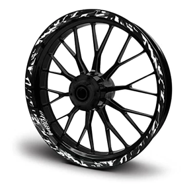 Abbildung von 16 teiliges Set Felgenrandaufkleber Sticker für Motorrad Auto Felgen Future Design Komplett Felgenaufkleber 15&quot; 16&quot; 17&quot; 18&quot; 19 Zoll MR017 (Weiß, Glanz)