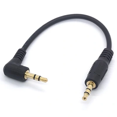 Abbildung von 3,5 mm Audiokabel, 90 Grad, Stecker auf Stecker, Kopfhörer Adapter, AUX Klinkenstecker, Stereo, Kabel