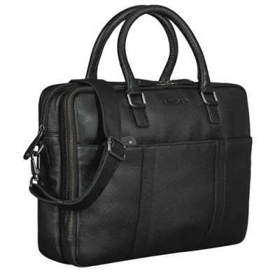 Abbildung von STILORD &#039;Drake&#039; Businesstasche Leder Groß Vintage Aktentasche XL Ledertasche Laptoptasche für Arbeit Büro Umhängetasche Aufsteckbar Echtleder, Farbe:calais braun
