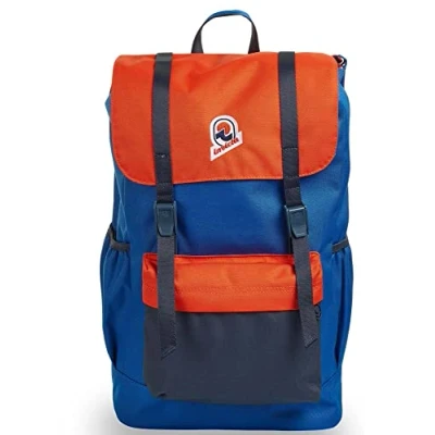 Abbildung von INVICTA CHAT COLORBLOCK, Rucksack aus nachhaltigem Stoff, Praktisch &amp; Unisex, Leicht, kompakt, mit Laptopfach, Büro, Uni, Arbeit; Reise, Sport&amp;Freizeit, italienisches Design, orange/blau