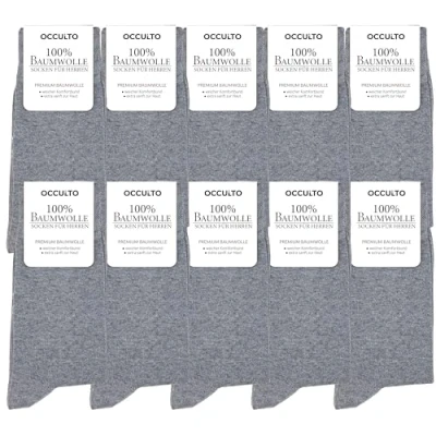 Abbildung von Occulto Herren 100% Baumwolle Socken 10 20er Pack (Modell: Ingo) 39 42 Paar Grau