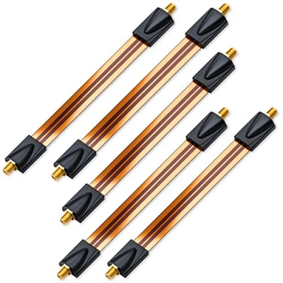 Abbildung von deleyCON 5x Fensterdurchführungen SAT Kabel 17cm Flexibel 26cm Länge Kupplung Fenster &amp; Türen Vergoldet Extrem Flach Geschirmt Klebepads Kupfer