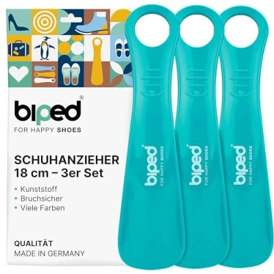 Abbildung von biped 3er Set Schuhanzieher Kunststoff 18 cm Schuhlöffel deutsche Herstellung z1570(petrol)