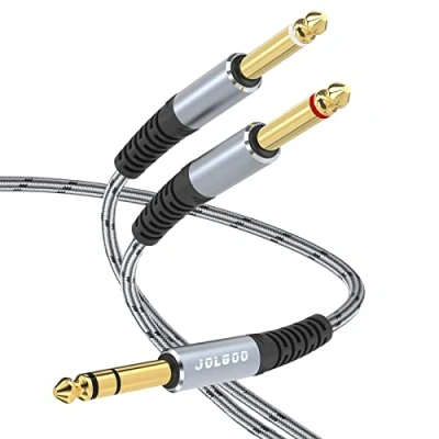 Abbildung von JOLGOO 1/4 Zoll TRS auf Dual TS Mono Stereo Breakout Kabel, Stecker 6,35 mm Y Splitterkabel, 3 m