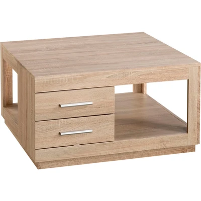 Abbildung von Stella Trading FESTIVAL Couchtisch mit zwei Schubladen in Eiche Sonoma Optik geräumiger Sofatisch Ablage für Ihren Wohnbereich 80 x 46 cm (B/H/T)