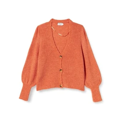 Abbildung von ONLY Damen ONLCLARE L/S Cardigan KNT NOOS Strickjacke, Tigerlily/Detail:Melange, XL