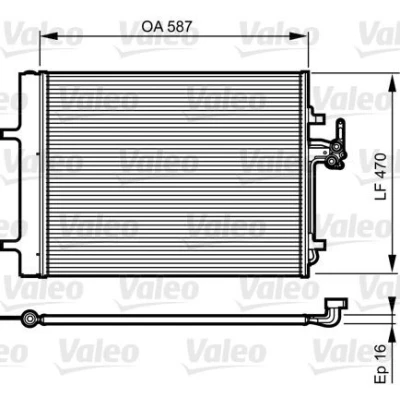 Abbildung von VALEO 814184 Klimakondensator ohne Trockner Aluminium 470 R 134a FORD: Galaxy Mk2 MPV, S Max Mk1, MONDEO 4 Turnier, LAND ROVER: Range Rover Evoque