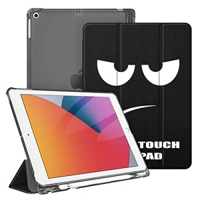 Abbildung von Fintie Hülle für iPad 9. Generation 2021/8. Gen 2020/7. 2019 10.2 Zoll mit Stifthalter, ultradünne leichte Schutzhülle transparenter Rückseite und Auto Schlaf/Wach Funktion, Don&#039;t Touch