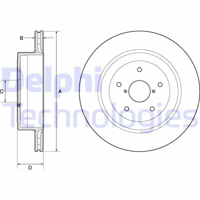 Abbildung von DELPHI BG4775C Bremsscheibe 316 20 5 Belüftet beschichtet unbehandelt ohne Radlager, ABS Sensorring SUBARU: Impreza II Saloon, III Saloon