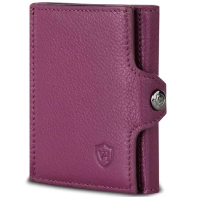 Abbildung von VON HEESEN Slim Wallet mit RFID Schutz Geldbörse Herren klein Mini Geldbeutel Damen Portmonee Kartenetui Echtleder Karten Portemonnaie Leder Kreditkartenetui Pink