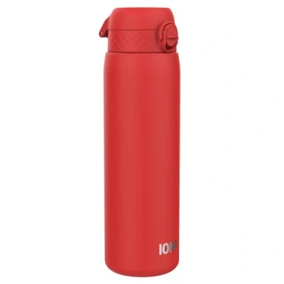 Abbildung von Ion8 1 Liter Edelstahl Trinkflasche, Auslaufsicher, Einhandöffnung, Sichere Verriegelung, Spülmaschinenfest, Klappdeckel, Tragegriff, Leicht zu Reinigen, Langlebig &amp; Kratzfest, Rot