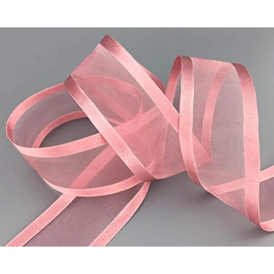 Abbildung von 25 m x 38 mm Chiffonband mit Satin Kante ALTROSA Rosa (53) Chiffon Dekoband Schleifenband Geschenkband Halbtransparent Glänzend ohne Draht Organza