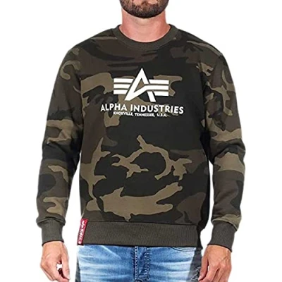 Abbildung von Alpha Industries Basic Sweater Camo Sweatshirt für Herren Olive