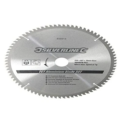 Abbildung von Silverline Hartmetall Sägeblatt für Aluminium, 80 Zähne 250 x 30, Reduzierringe: 25, 20 u. 16 mm (456915)