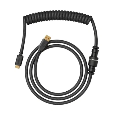 Abbildung von Glorious Gaming Premium Coiled Keyboard Cable Vergoldetes USB A (PC) auf C (Tastatur), Schutz vor Kabelsalat, doppelt geflochtene Ummantelung, 5 poliger Aviator Stecker Phantom Black