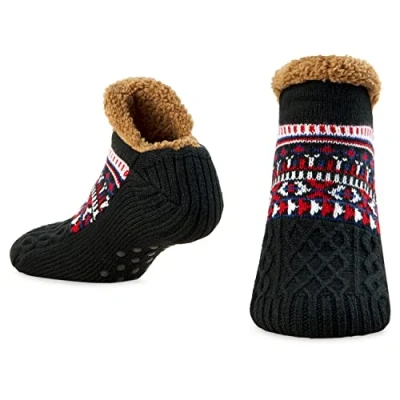 Abbildung von CityComfort Kuschelsocken Herren Flauschig Warme Hüttensocken mit Noppen, Einheitsgröße (Schwarz)