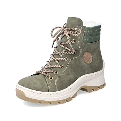 Abbildung von Rieker Damen Schnürstiefeletten X9334, Frauen Stiefeletten, lose Einlage,Chukka Boots,schnürboots,Boots,Stiefel,Bootee,grün (54),36 EU / 3.5 UK