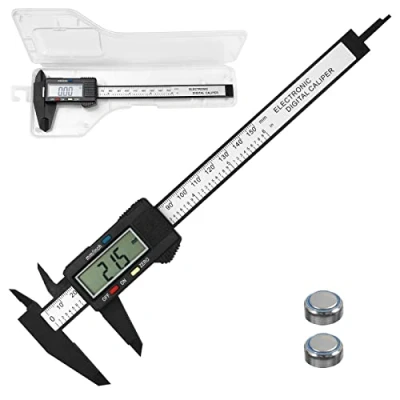 Abbildung von Gvolatee Messschieber Digital, 150 mm/6&quot; Kohlefaser Schieblehre Digital mit Klarem Lcd und Backup Batterie, Innen, Professioneller caliper für Außen, Tiefen Schrittmessung
