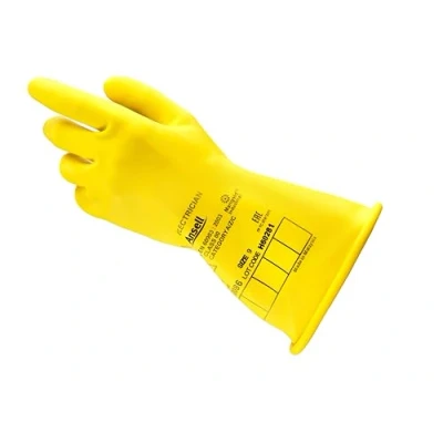 Abbildung von Ansell ActivArmr Elektriker Schutzhandschuhe, Elektroschutz Klass 00 (500V), Elektrisch Isolierende Gummihandschuhe, Professionelle Arbeitshandschuhe 28cm, Gelb, Größe XL (1 Paar)
