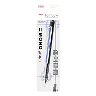 Abbildung von Tombow SH MG BS Druckbleistift Monograph mit extra langer Metallspitze, weiß/blau/schwarz, 1 Stück (1er Pack)
