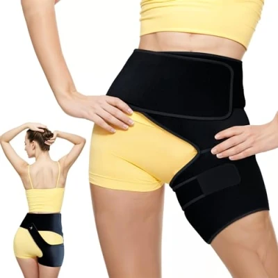 Abbildung von Astorn Hüftbandage Unterstützung linkes Bein(Small/Medium) Verstellbare für Oberschenkel, Arthritis, Bursitis, Verletzungen und Ischias Schmerzlinderung Männer &amp; Frauen.