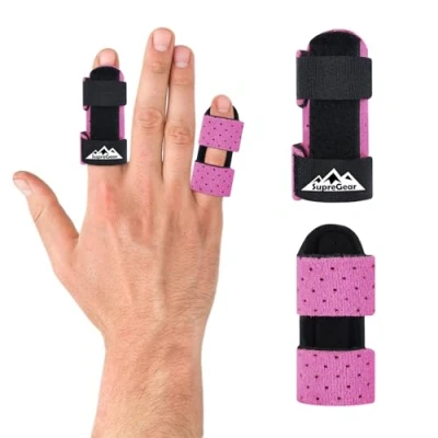 Abbildung von supregear Fingerschienen, 2 Stück Verstellbare Fingerstütze, Bequemer Finger Stabilisator für Gebrochene, Verstauchte, Arthritis, Sehnenentzündung und Geschwollene Finger, Rosa