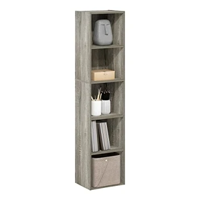 Abbildung von Furinno Pasir 5 stufiges Bücherregal mit offenem Regal, Französische Eiche