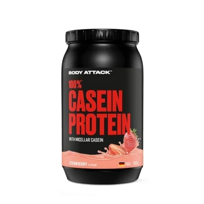 Abbildung von Body Attack 100% Casein Protein Strawberry Cream, 1er Pack (1 x 900 g)