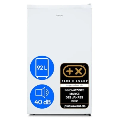 Abbildung von MEDION Kühlschrank (92 Liter, 84.5cm Höhe, 3 x Glasböden, 1 transparente Gemüseschublade, Türanschlag wechselbar, höhenverstellbare Füße, MD37767) weiß