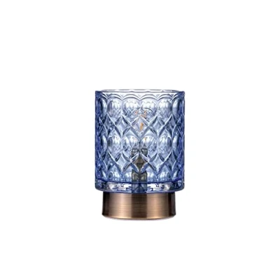 Abbildung von Pauleen 48242 Chic Glamour mobile Tischleuchte Glas Tischlampe Timerfunktion 6H Batterie Glaslampe ohne Kabel Blau/Messing