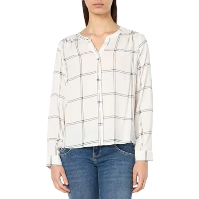 Abbildung von ONLY Langarmbluse Damen, Cloud Dancer/Aop:window Check, S