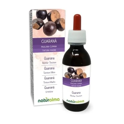 Abbildung von Guaraná (Paullinia cupana) Samen Alkoholfreier Urtinktur Naturalma Flüssig Extrakt Tropfen 120 ml Nahrungsergänzungsmittel Veganer