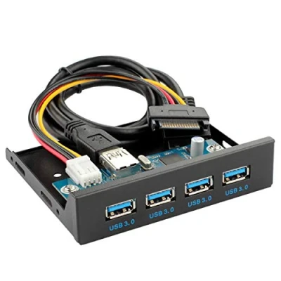 Abbildung von Chenyang USB 3.0 HUB 4 Ports Frontplatte auf Motherboard 20Pin Adapter mit SATA Stromkabel für 3.5&quot; Diskettenlaufwerk Caddy