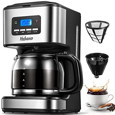 Abbildung von Yabano Filter Kaffeemaschine Digitale mit Timer, Permanentfilter, Touchscreen, 900W, 1,5 L, Edelstahl