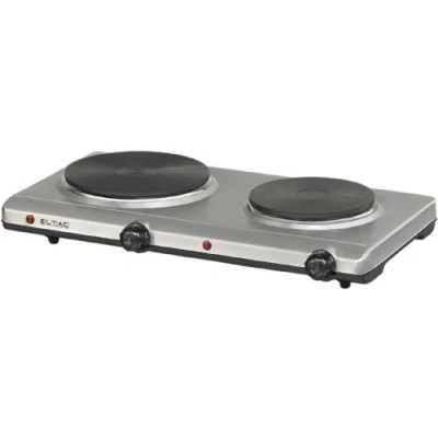 Abbildung von ELTAC Doppelkochplatte DK 29 2 Gussheizplatten, stufenlos regelbar, Überhitzungsschutz, 2500 Watt, Edelstahl, 49.6 cm