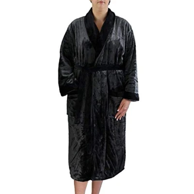 Abbildung von Gözze Unisex Bademantel mit Schalkragen, Seiden Feeling, 100% Mikrofaser, 330 g/m², Größe M Anthrazit