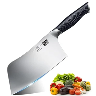 Abbildung von SHAN ZU Kochmesser, 18cm Scharfes Küchemesser Hackmesser Profi Japanische High Carbon Edelstahl Hackbeil Knochen Messer mit K133 Holzgriff