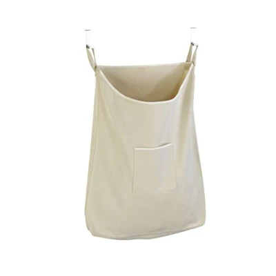 Abbildung von WENKO Über Tür Wäschesammler Mod. Canguro Beige rostfreien Edelstahlhaken und praktischer Reisverschlussöffnung zur leichten Wäscheentnahme, 65 l Stauraum in einem Fach, (B x H T): 52 81 10 cm