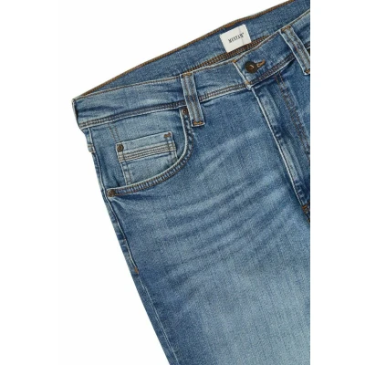 Abbildung von MUSTANG Jeans Herren Stretch lang Straight Fit Washington Jeanshose Hose Denim, Länge:34L, Farbe:Denim Blue (1016081 5000 313), Weite:32W