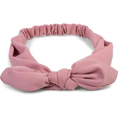 Abbildung von styleBREAKER Damen Haarband einfarbig mit Schleife und Gummizug, Stirnband, Headband, Pinup, Rockabilly, Haarschmuck 04026035, Farbe:Altrose