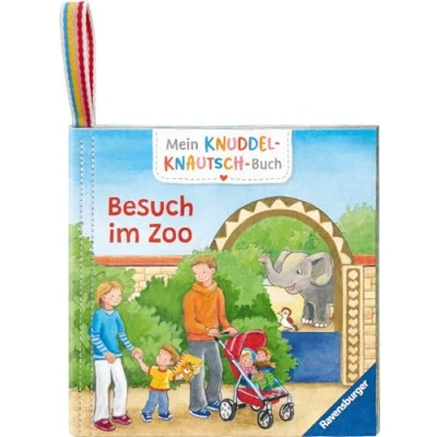 Abbildung von Mein Knuddel Knautsch Buch: Besuch im Zoo; weiches Stoffbuch, waschbares Badebuch, Babyspielzeug ab 6 Monate
