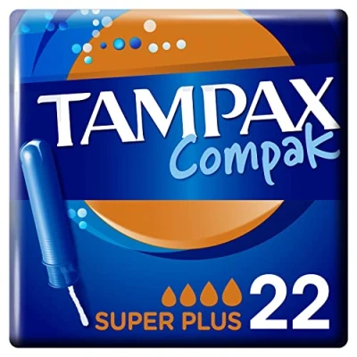 Abbildung von Tampax Compak Tampons mit Applikator Super Plus, 22 einzelne Hüllen, reichlich fließend, ohne Parfüm und Farbstoffe, getestet unter gynäkologischer Kontrolle, Schutz Komfort während Ihrer Periode