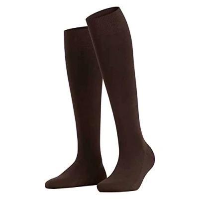 Abbildung von FALKE Damen Kniestrümpfe Family W KH nachhaltige biologische Baumwolle lang einfarbig 1 Paar, Braun (Dark Brown 5239) neu umweltfreundlich, 35 38