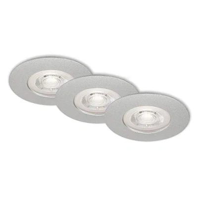 Abbildung von BRILONER Leuchten LED Einbauleuchten, 3er Set, Deckenlampen je 5 Watt, 460 Lumen, 3.000 Kelvin, IP44, Chrom Matt, 90x25mm (DxH)